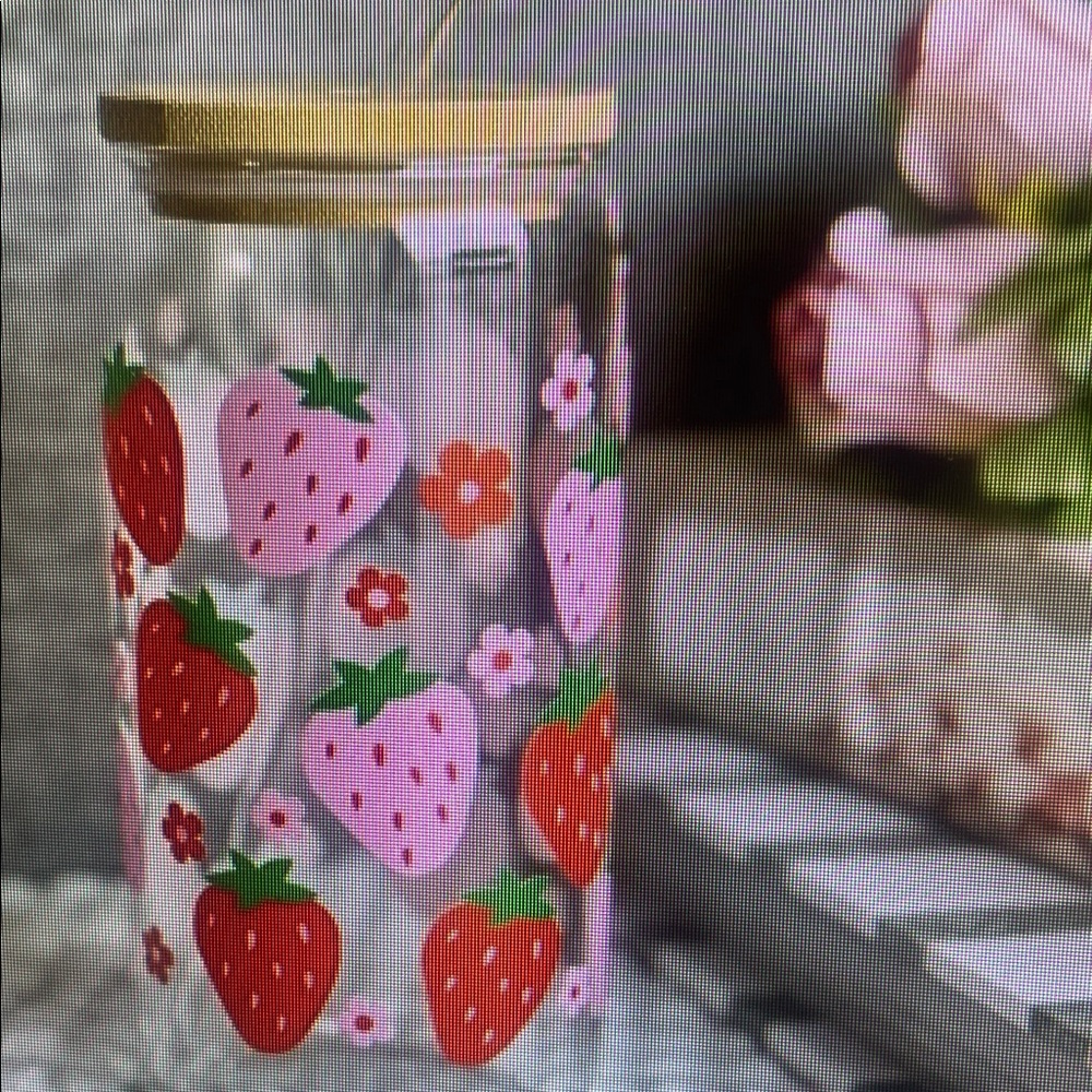 Strawberry Glass Jar with Bamboo Lid